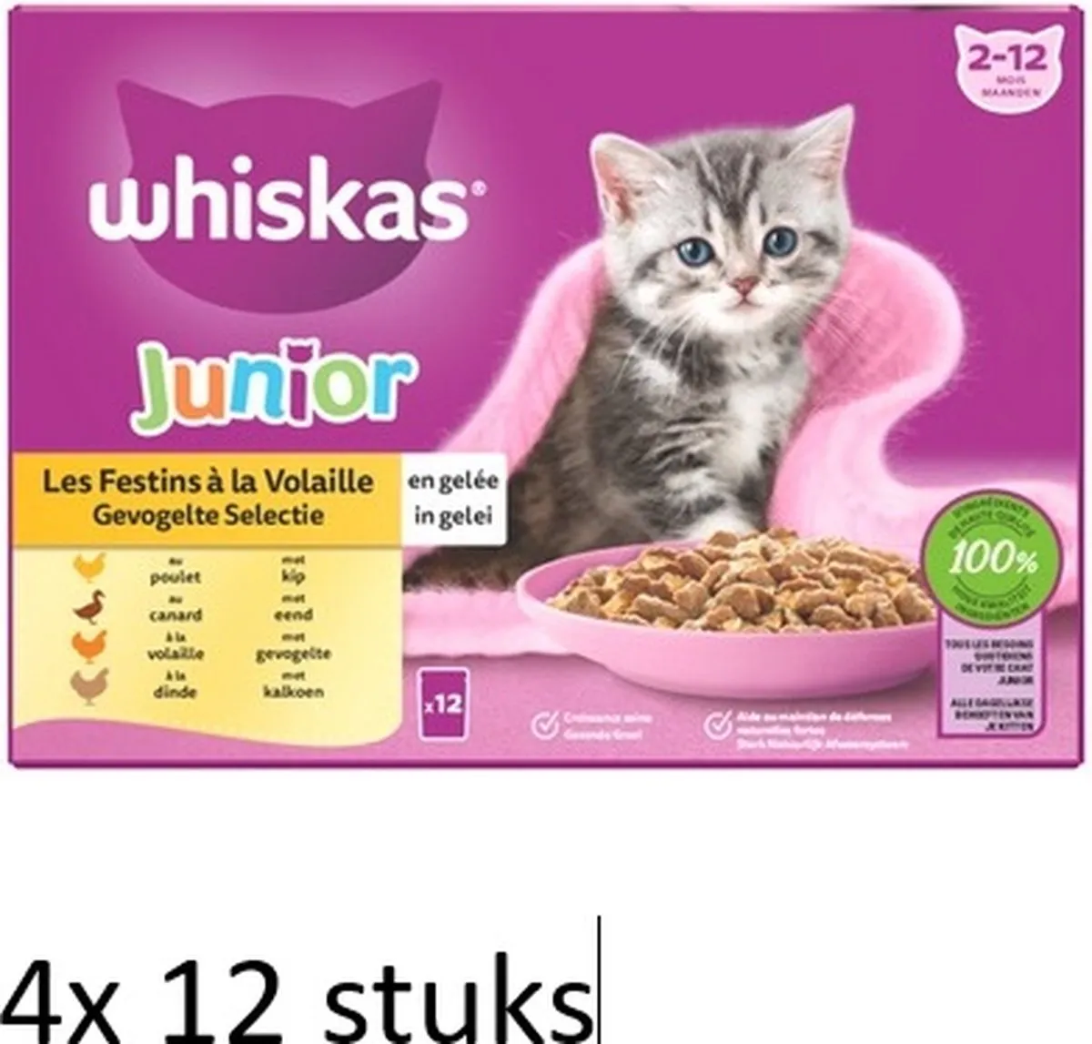 Whiskas Junior Multipack Gevogelte Selectie 48 Stuks
