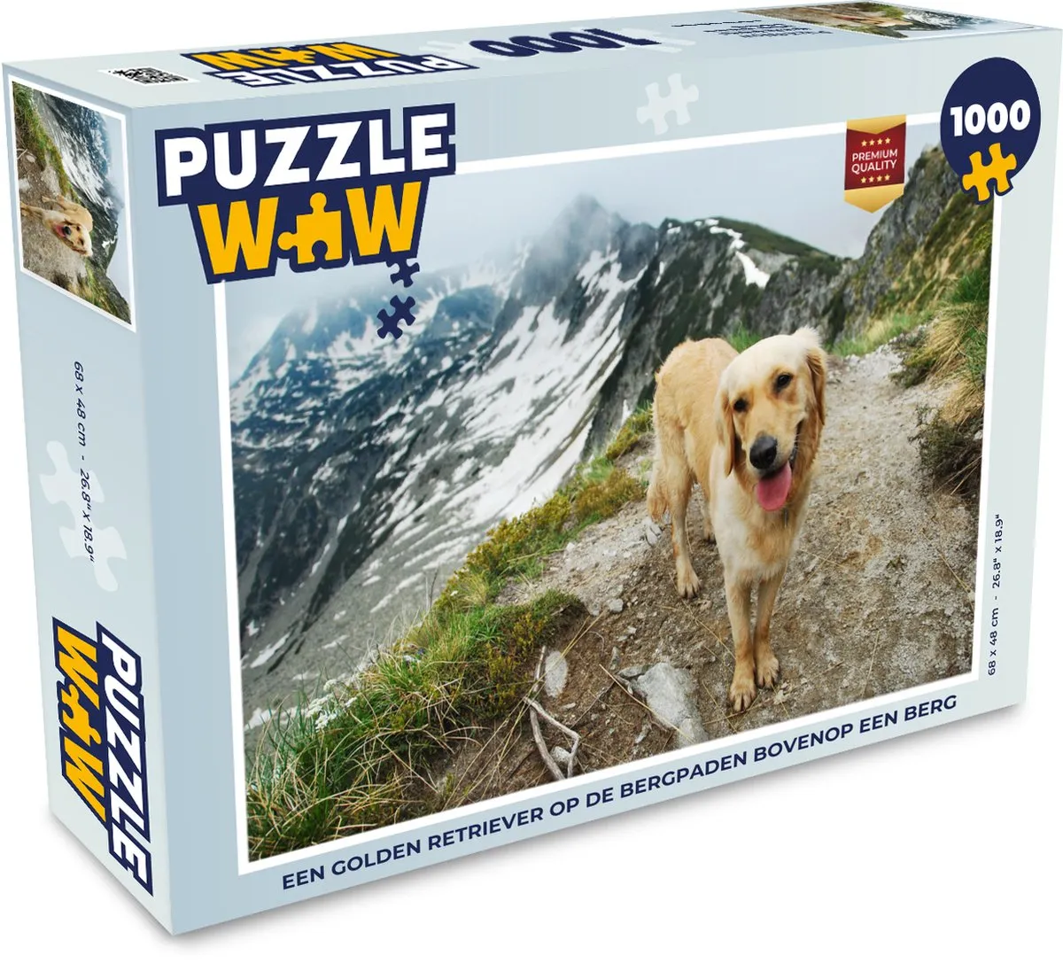 PuzzleWow Legpuzzel Golden Retriever Bergpad 1000 Stuks