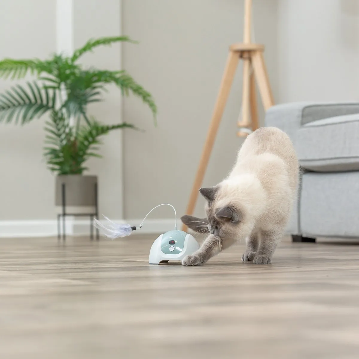 Trixie Catch Me Interactief Kattenspeelgoed Ø15cm - Salie/Grijs