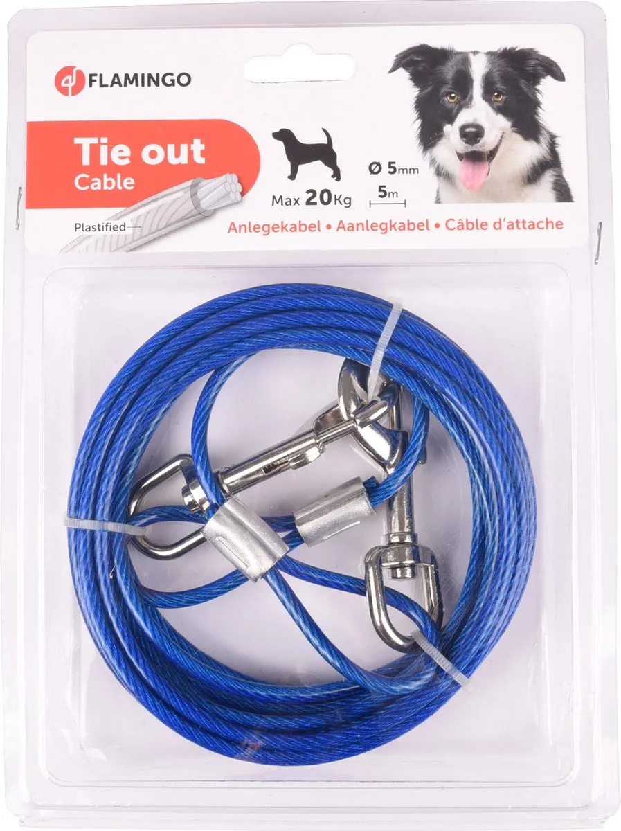 Flamingo Aanlegkabel Honden 5m 5mm - Blauw