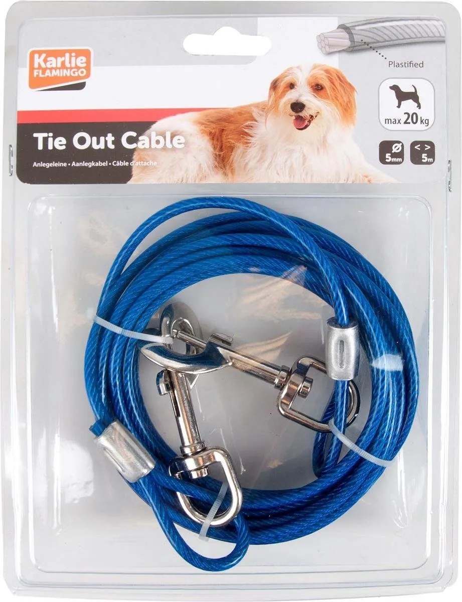Flamingo Aanlegkabel Honden 5m 5mm - Blauw