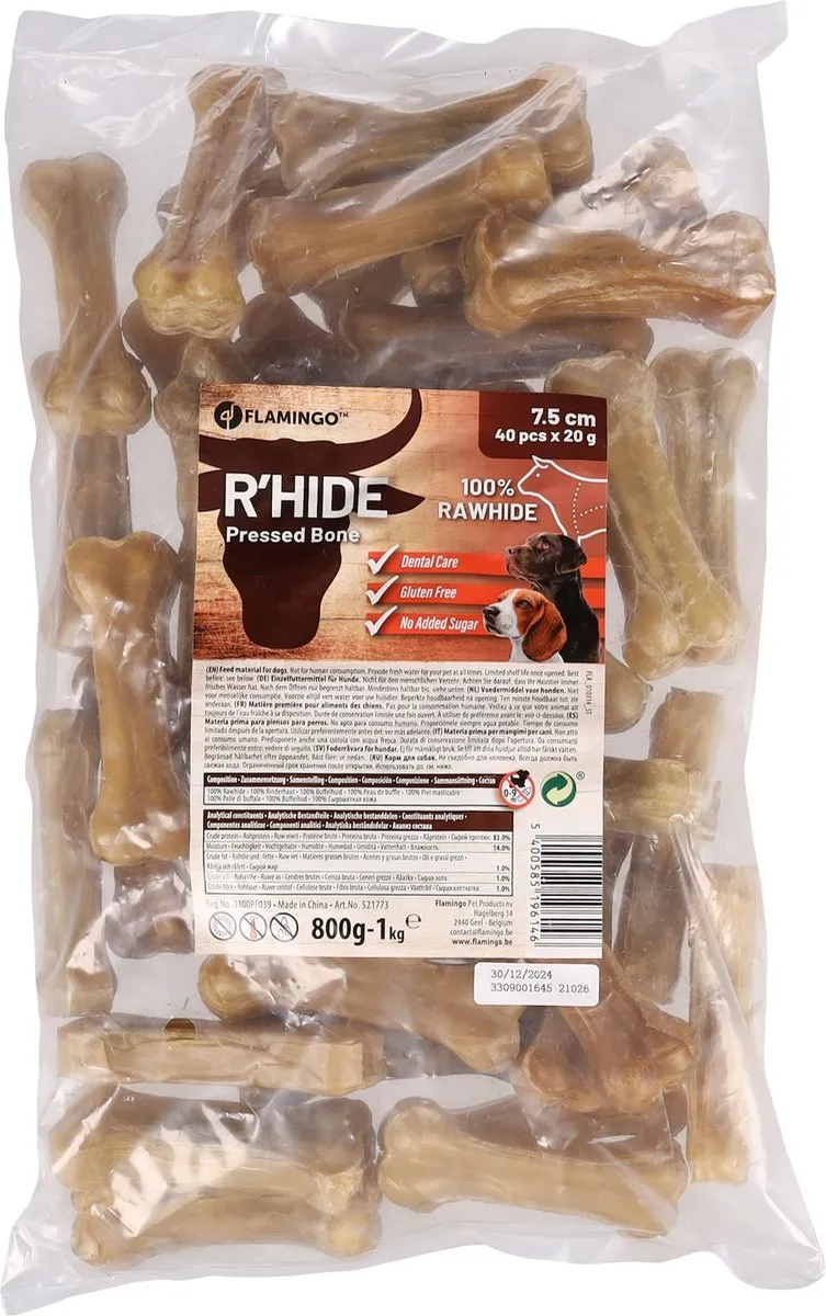 Flamingo R'hide Snack Honden Been 7,5cm - 40 Stuks
