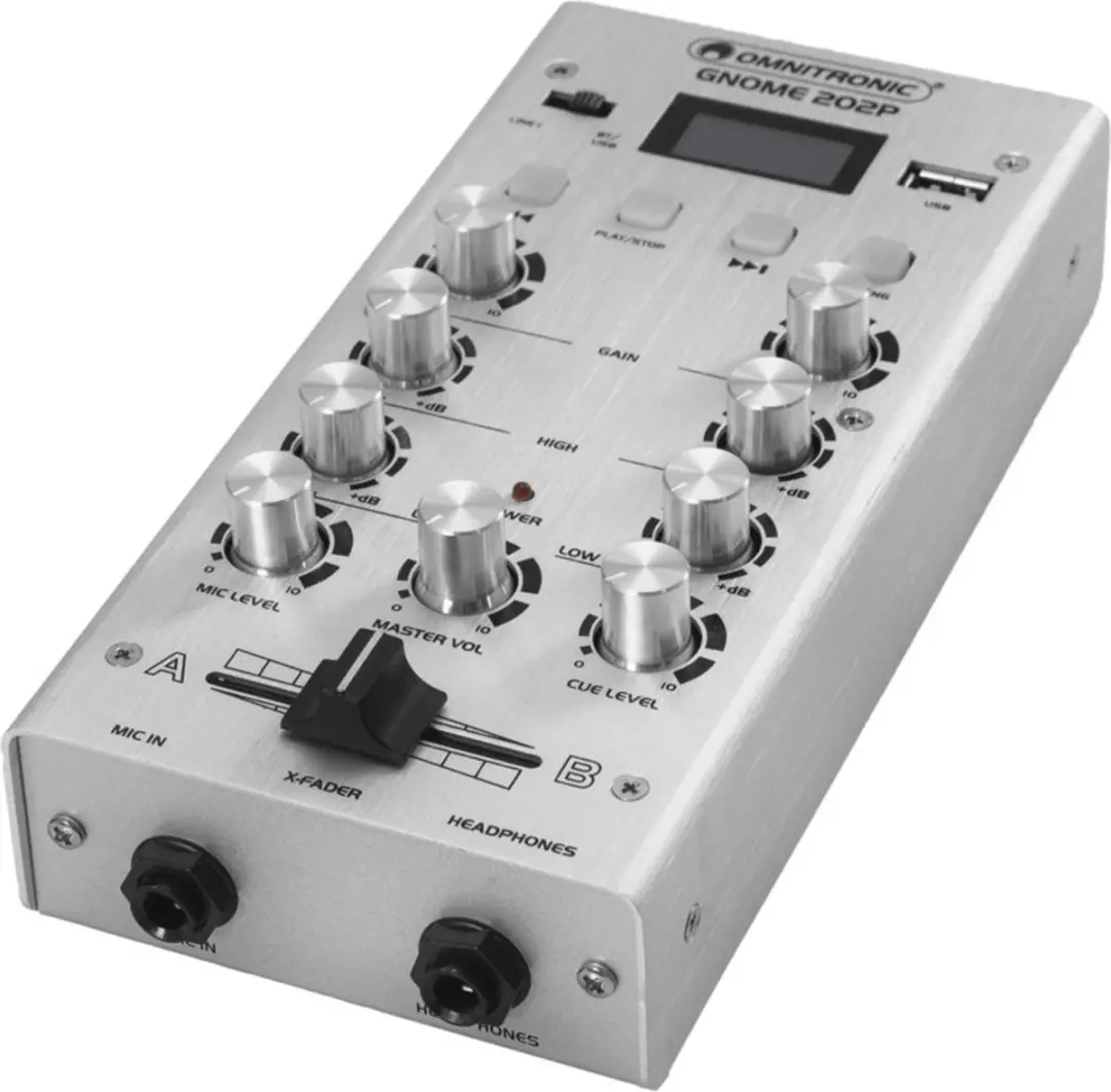 Omnitronic GNOME-202P Mini Mixer - 2 Kanalen - Zilver - afbeelding 3 van 6