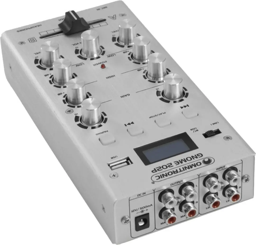 Omnitronic GNOME-202P Mini Mixer - 2 Kanalen - Zilver - afbeelding 5 van 6