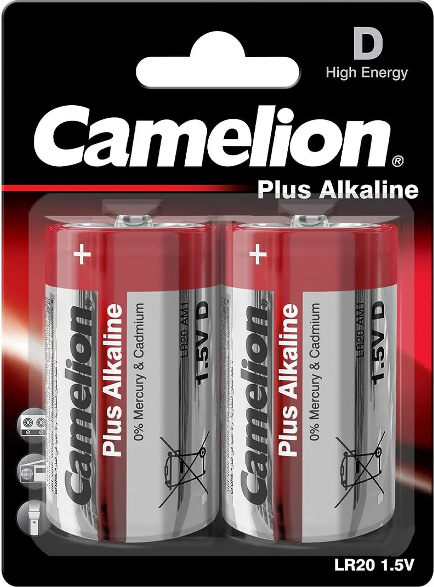 Camelion LR20-BP2 Plus Alkaline Batterijen 1.5V