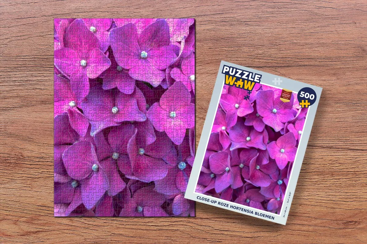 PuzzleWow Close-up Roze Hortensia Bloemen Legpuzzel 500 Stuks