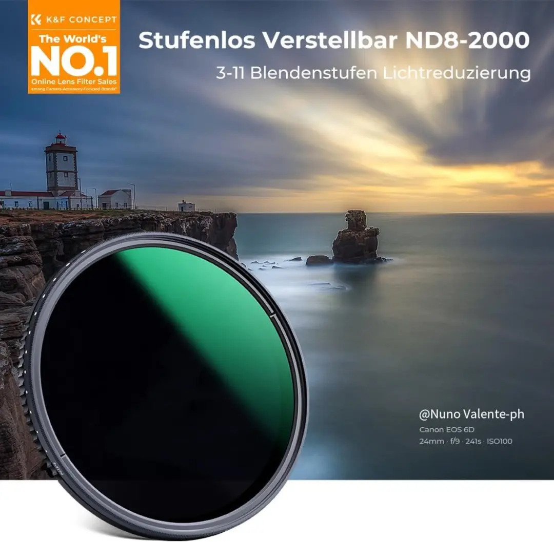K&F Concept Variabele ND Filter 72mm ND8-2000 (3-11 Stops) - afbeelding 5 van 6