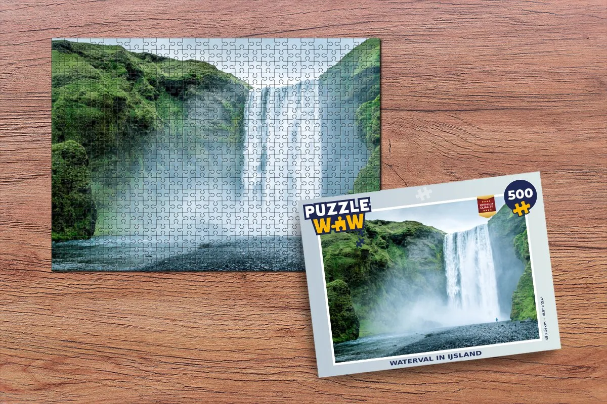 PuzzleWow Waterval IJsland Legpuzzel 500 Stuks - Multicolor