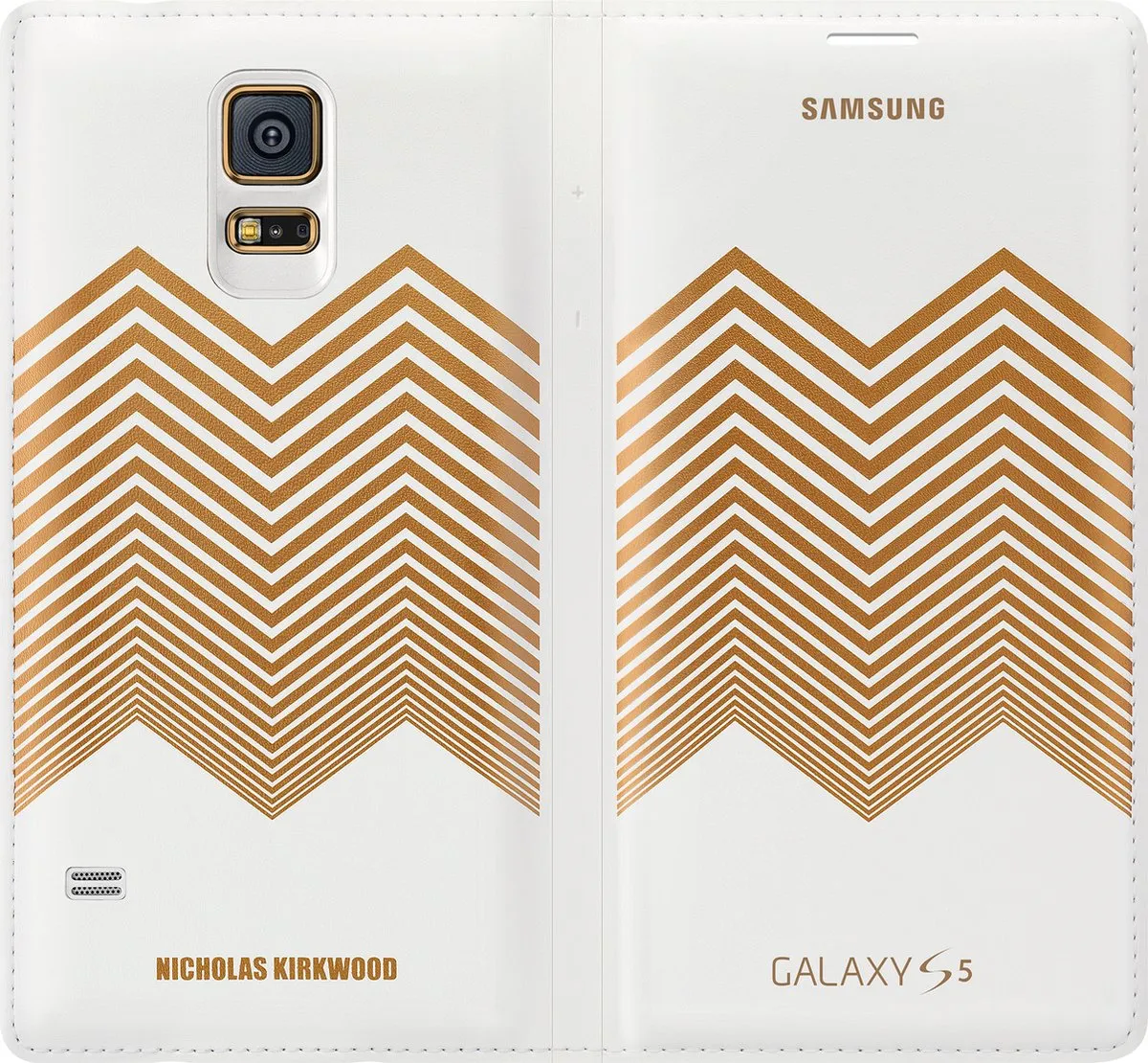 Samsung Galaxy S5 Wallet Case Kirkwood Wit/Goud