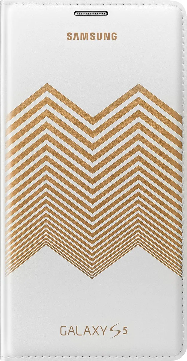 Samsung Galaxy S5 Wallet Case Kirkwood Wit/Goud