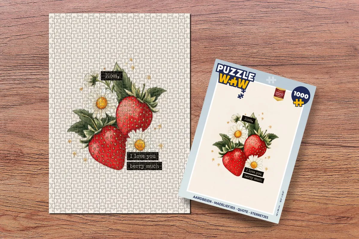 PuzzleWow Legpuzzel 1000 Stuks - Aardbeien/Madeliefjes