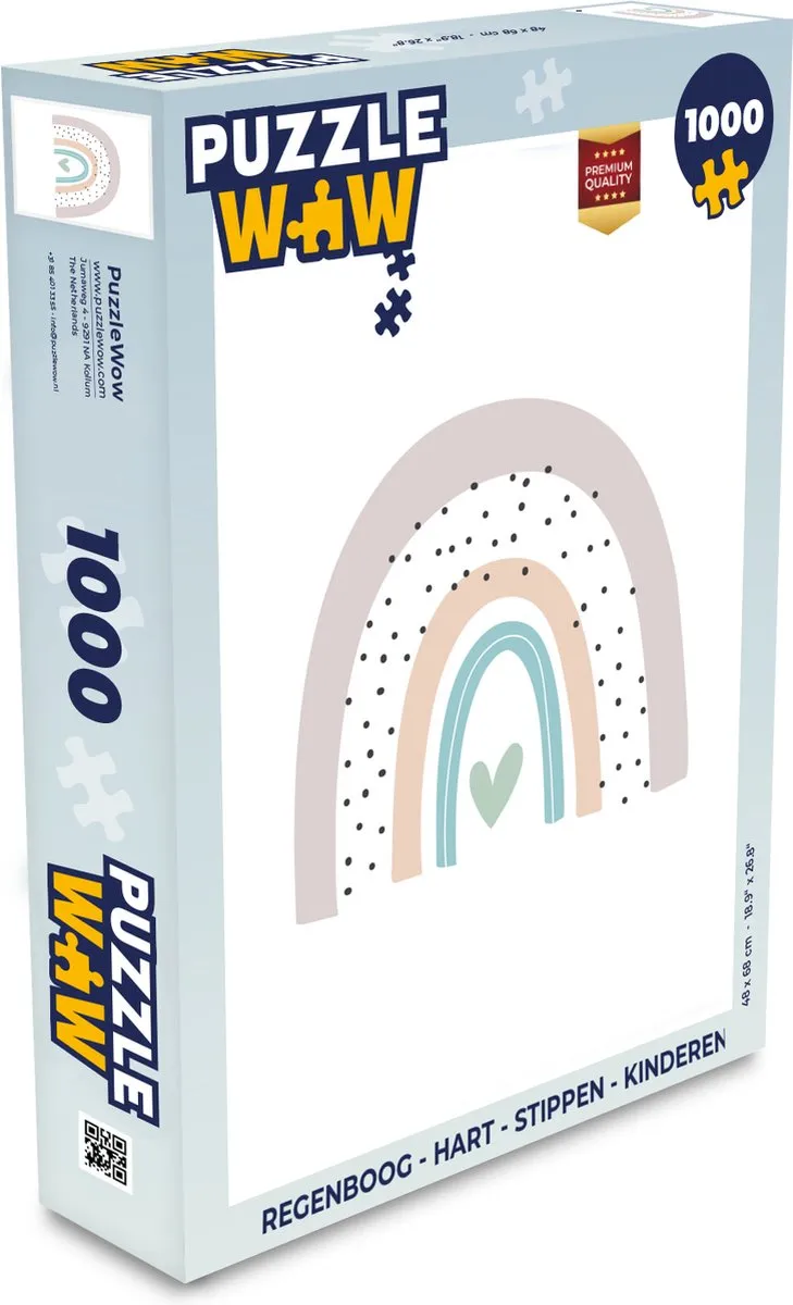 PuzzleWow Regenboog Hart Stippen Legpuzzel 1000 Stuks - Multicolor