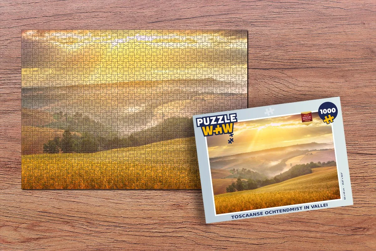 PuzzleWow Legpuzzel 1000 Stuks - Mist Zon Landschap - Multicolor
