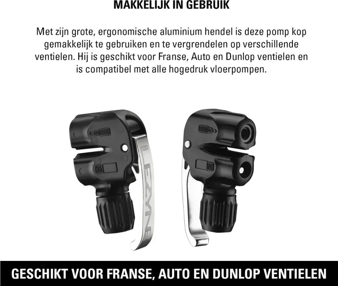 Lezyne DUAL VALVE pompkop - Zwart - afbeelding 4 van 6