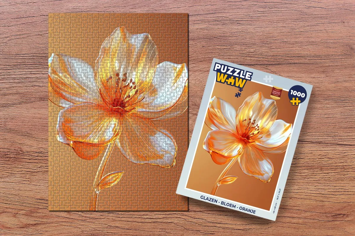 PuzzleWow Legpuzzel Bloem Glazen 1000 Stuks - Oranje