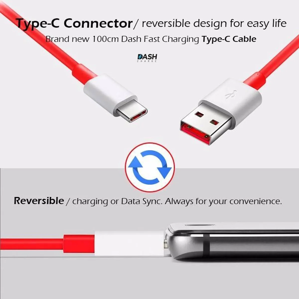 OnePlus Originele Type-C Dash Kabel 1m - Rood - afbeelding 6 van 6