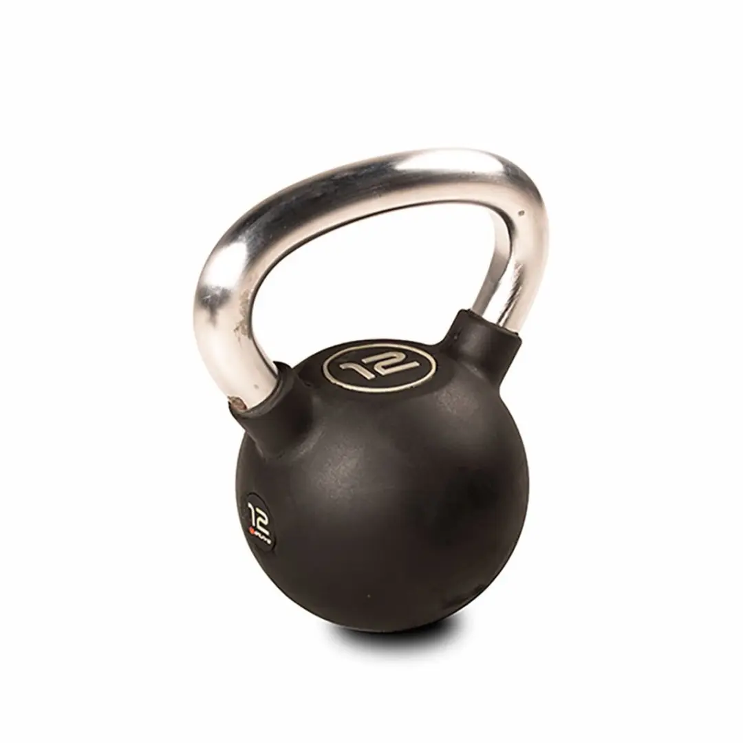 Olive Rubber 12kg Kettlebell Zwart 12 kg