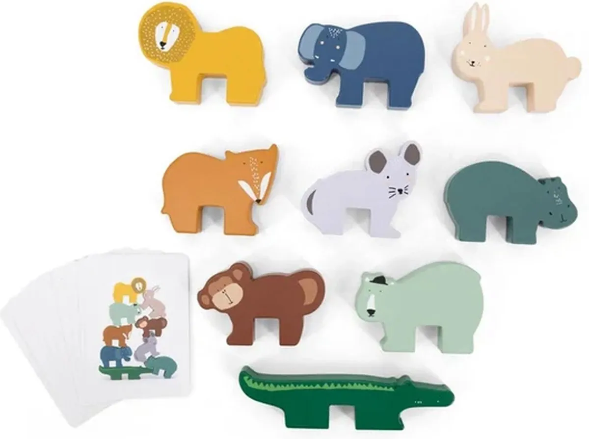 Trixie Houten Stapeldieren 36-804 - 9 Dierenpopjes - Inzichtspel
