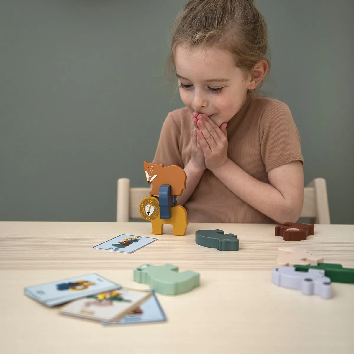Trixie Houten Stapeldieren 36-804 - 9 Dierenpopjes - Inzichtspel