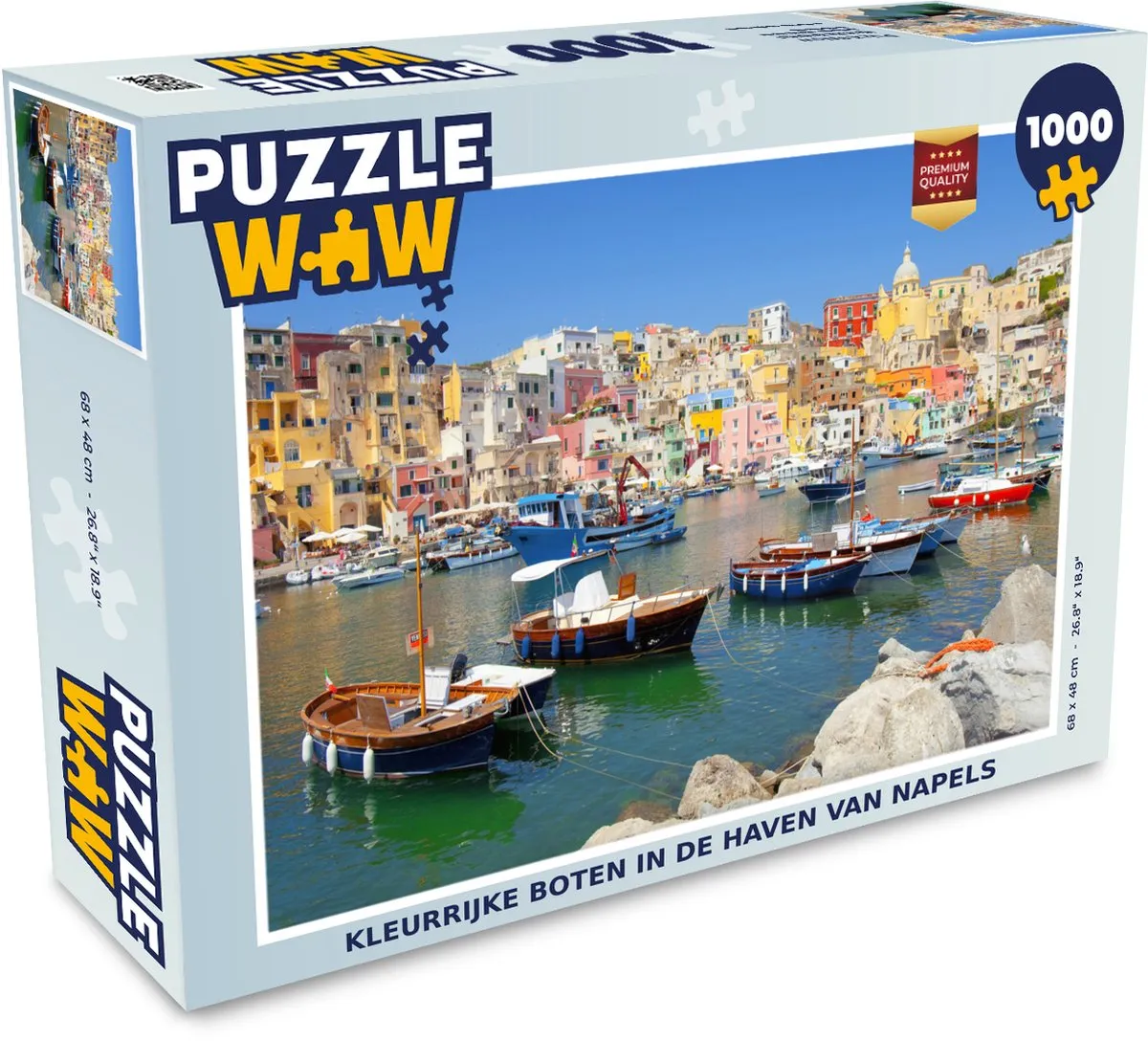 PuzzleWow Boot Huis Zee Italië Legpuzzel 1000 Stuks - Multicolor