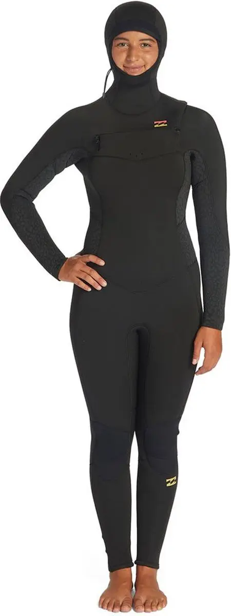 Billabong Synergy 5/4 Mm Dames Wetsuit Met Lange Mouwen Capuchon En Rits Op De B