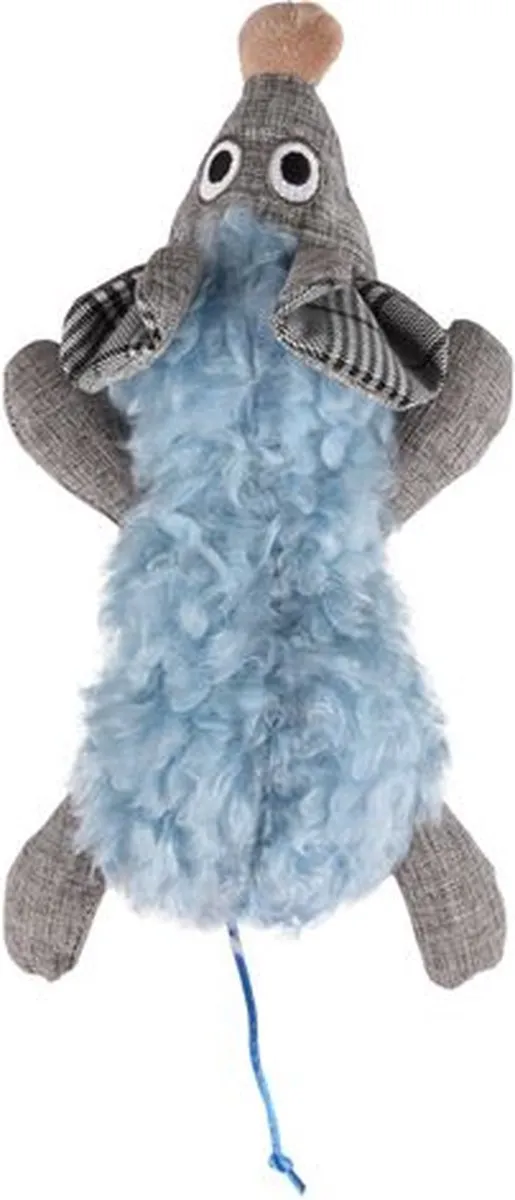 Flamingo Rizzo Muis Kattenspeelgoed - 35 cm - Beige/Blauw