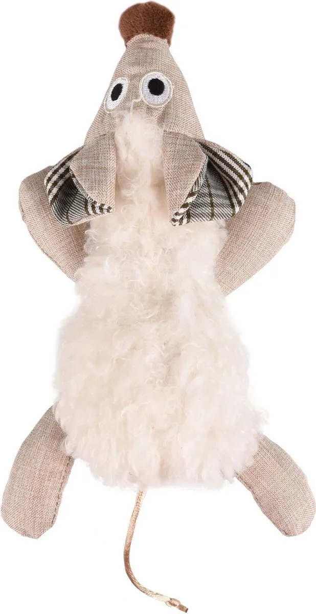 Flamingo Rizzo Muis Kattenspeelgoed - 35 cm - Beige/Blauw