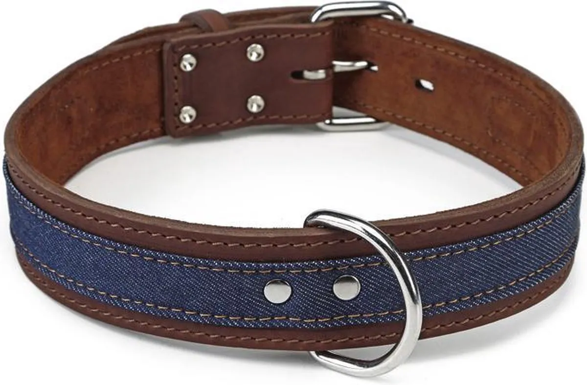 Beeztees Leren Halsband Denim 80cm