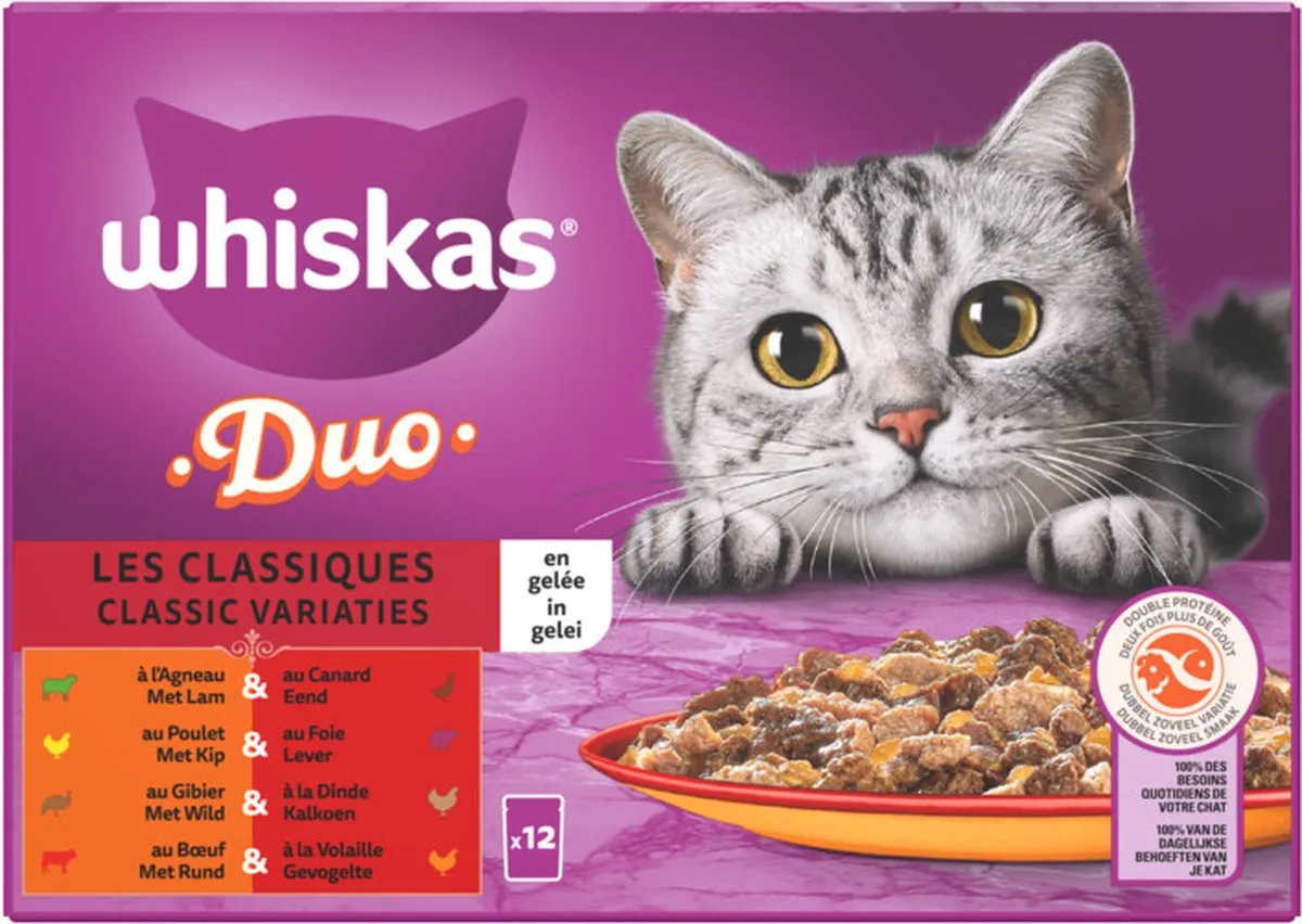 Whiskas Adult Duo Classic Variaties Gelei Kattenvoer - 48x85g