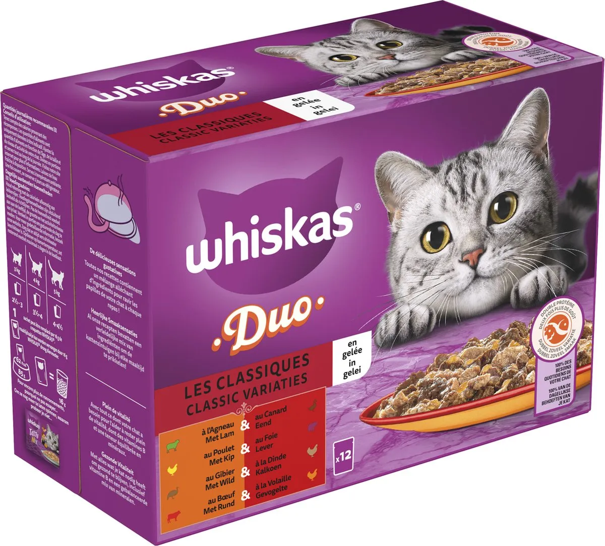Whiskas Adult Duo Classic Variaties Gelei Kattenvoer - 48x85g - afbeelding 6 van 6