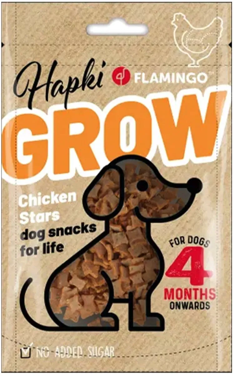 Flamingo Hapki Grow Chicken Stars Puppy 85g