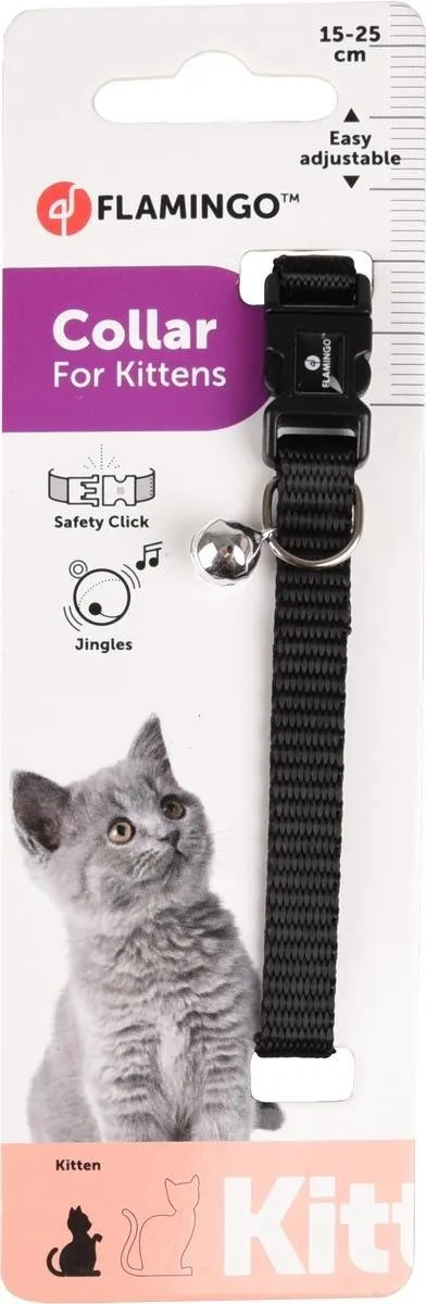 Flamingo Ziggi Kittenhalsband - Zwart 15-22cm