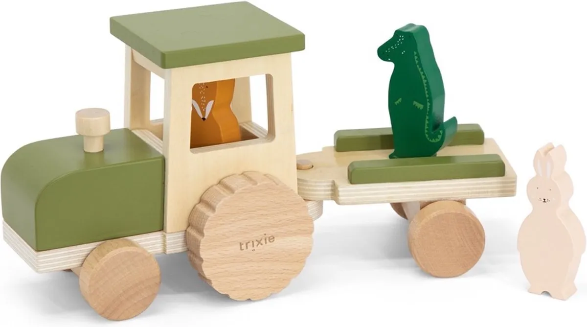 Trixie Houten Tractor met Aanhangwagen 36-494