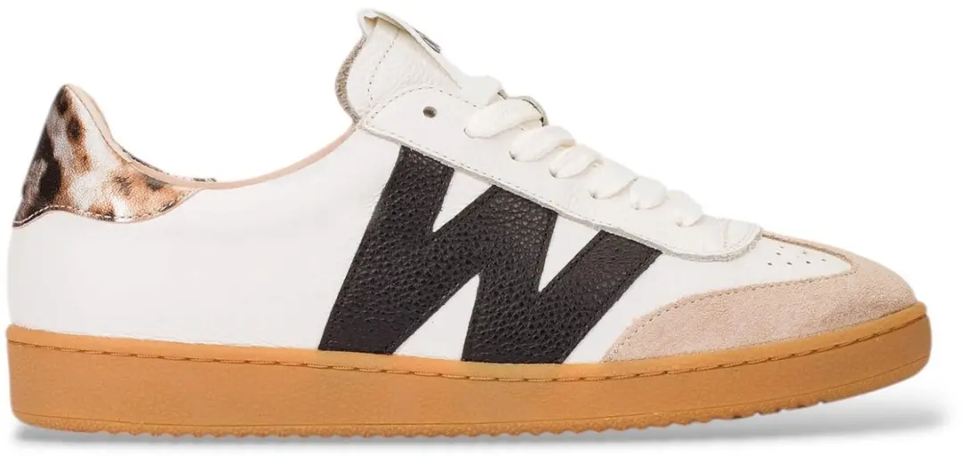 Wonders Beige gecombineerde leren sportschoenen