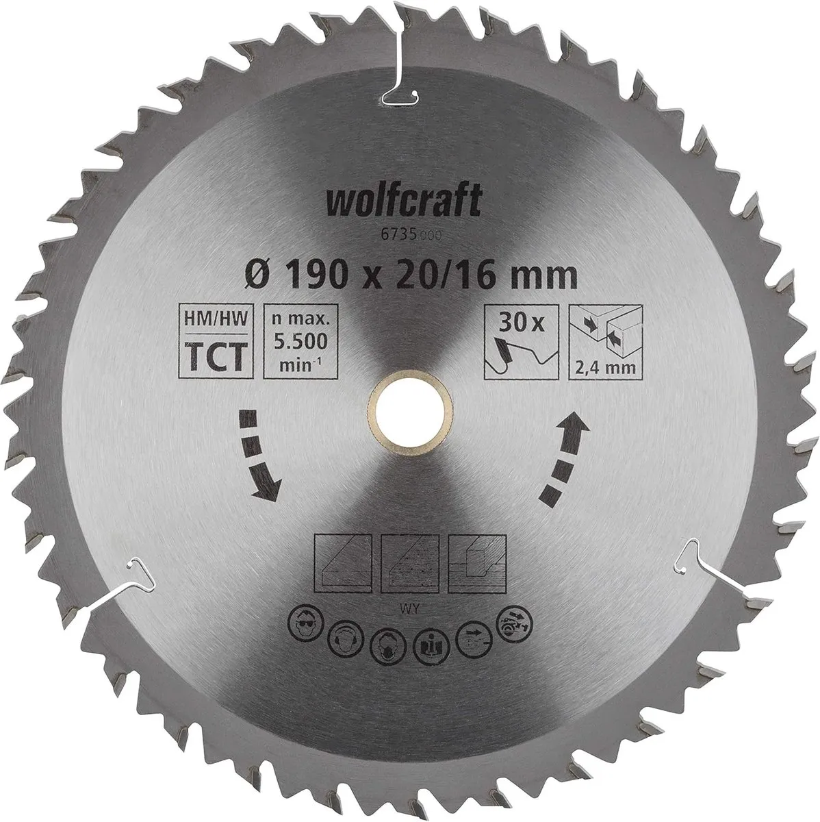 Wolfcraft Cirkelzaagblad 190mm 30 Tanden 16mm