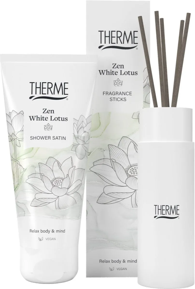 Therme Zen White Lotus Geurverzameling - 200ml Douchegel & Geurstokjes