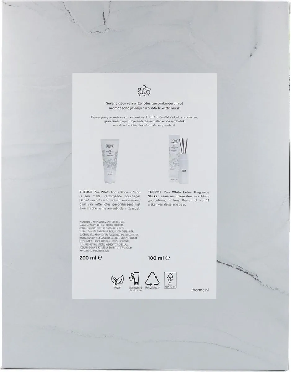 Therme Zen White Lotus Geurverzameling - 200ml Douchegel & Geurstokjes