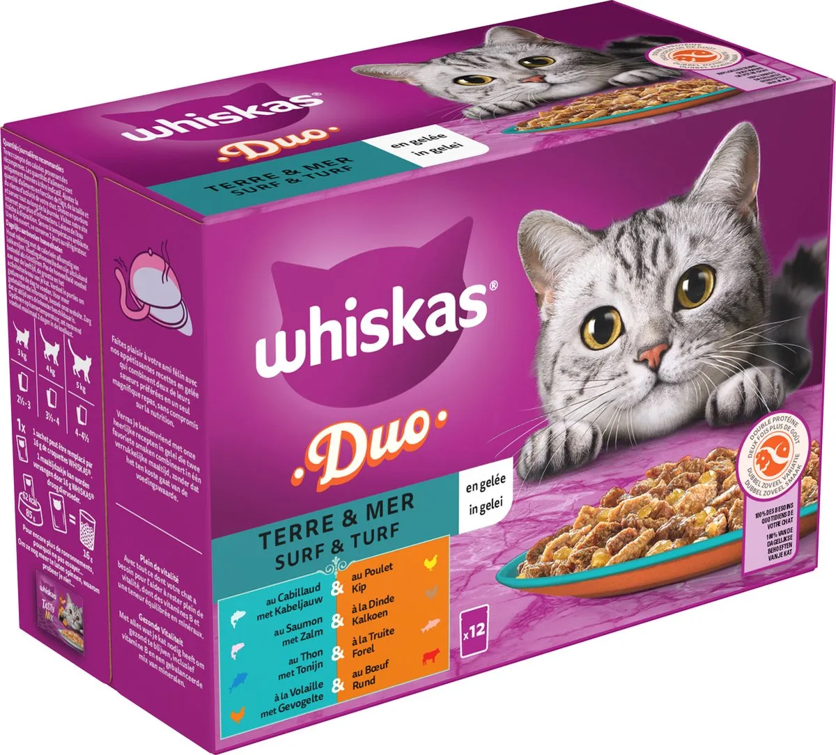 Whiskas Adult Duo Surf & Turf in Gelei Kattenvoer - 48x85g
