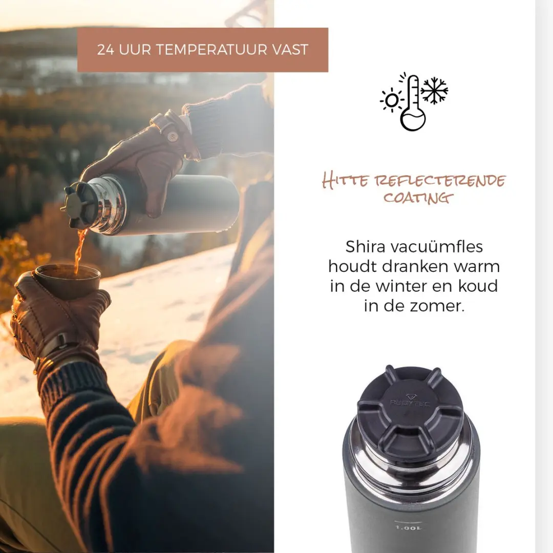 Rubytec Shira Vacuümfles 0,5L Zwart - afbeelding 3 van 6