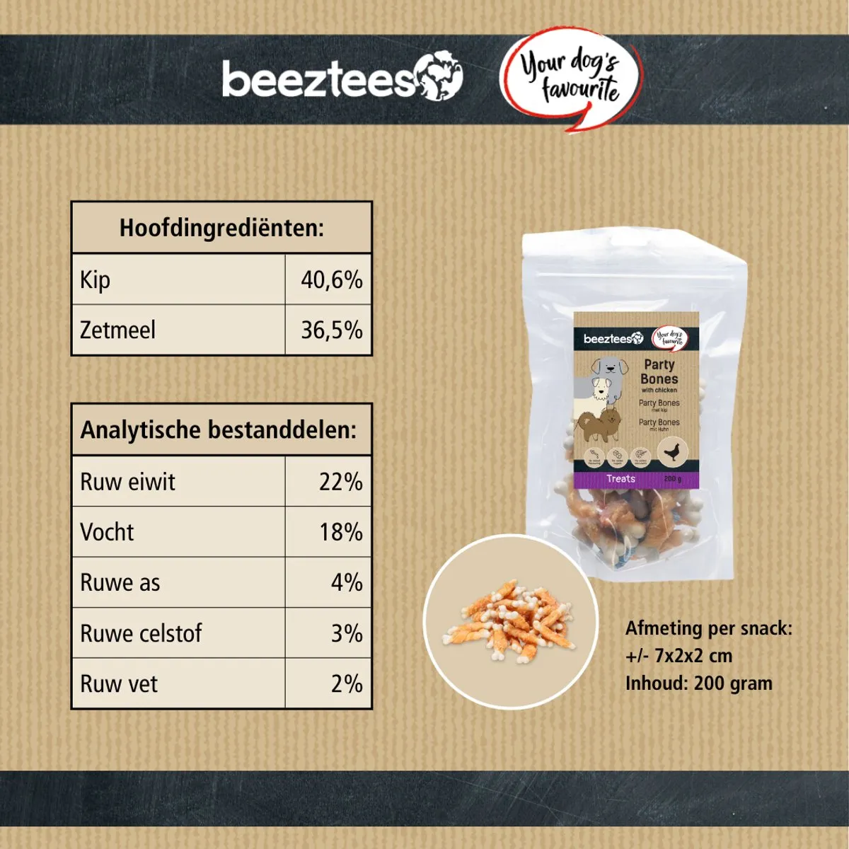 Beeztees Tasty Treats Party Bones Mini - 200g