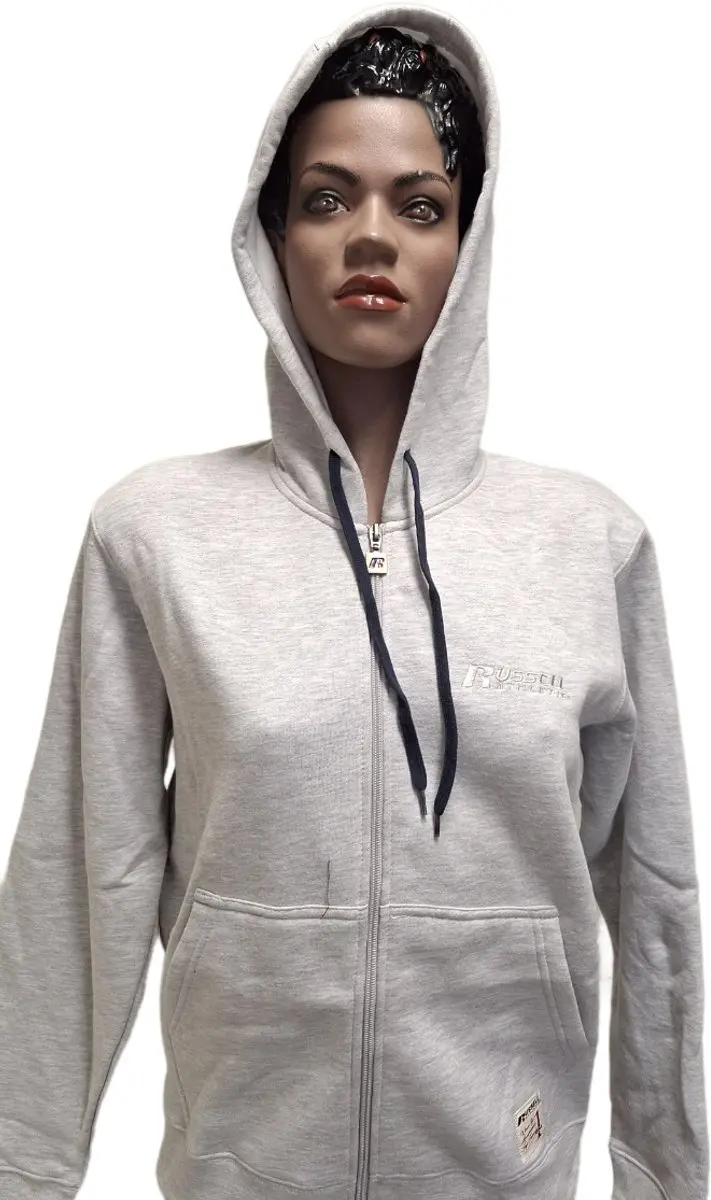 RUSSELL ATHLETIC/ HOODY/ LONG ZIPPER /LIGHT GREY/ XS