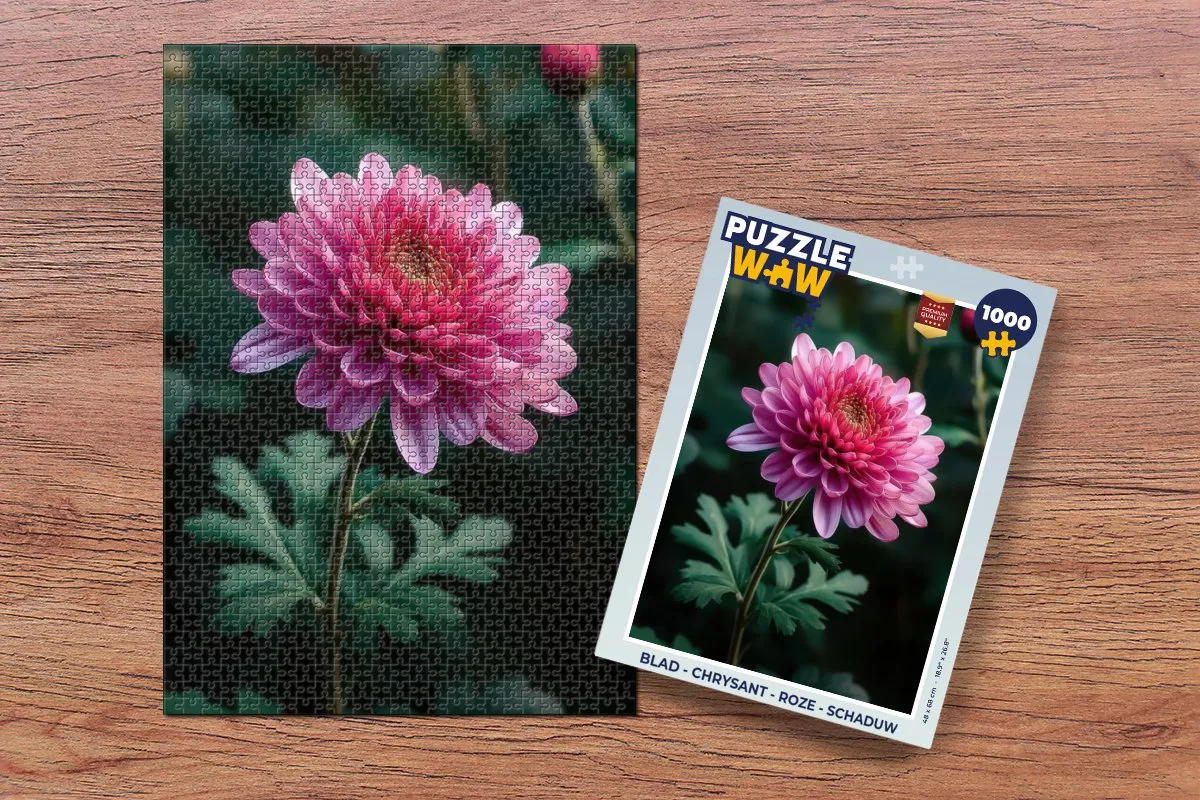 PuzzleWow Legpuzzel 1000 Stuks - Chrysant Roze