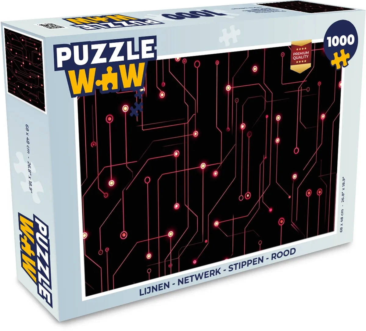 PuzzleWow Lijnen Netwerk Rood Legpuzzel 1000 Stuks