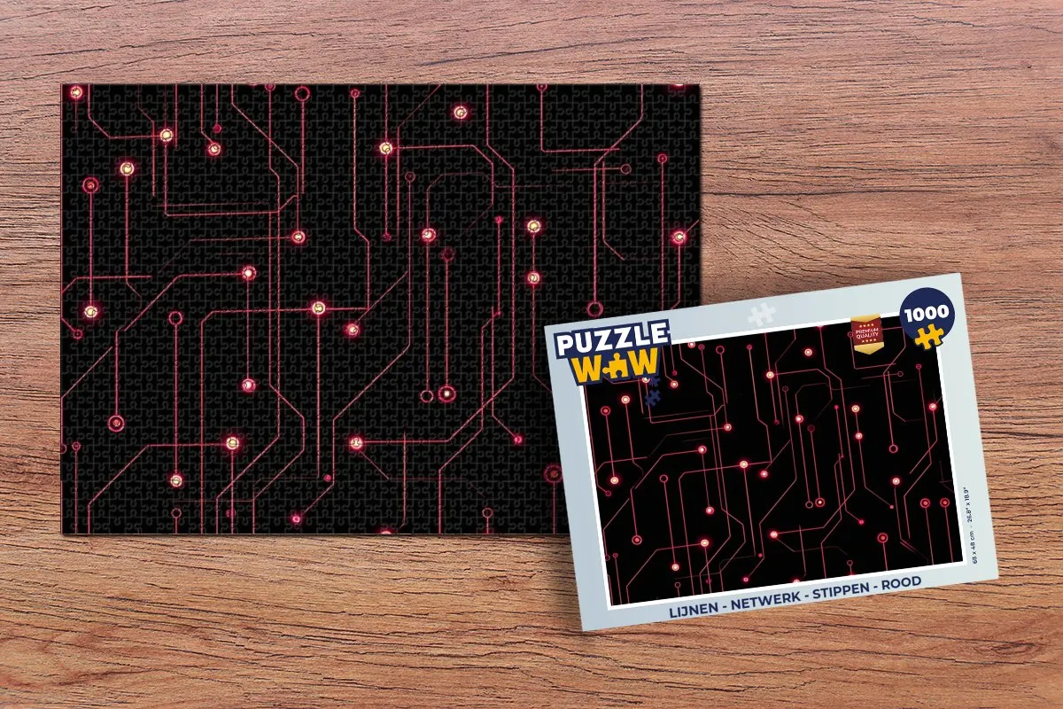 PuzzleWow Lijnen Netwerk Rood Legpuzzel 1000 Stuks