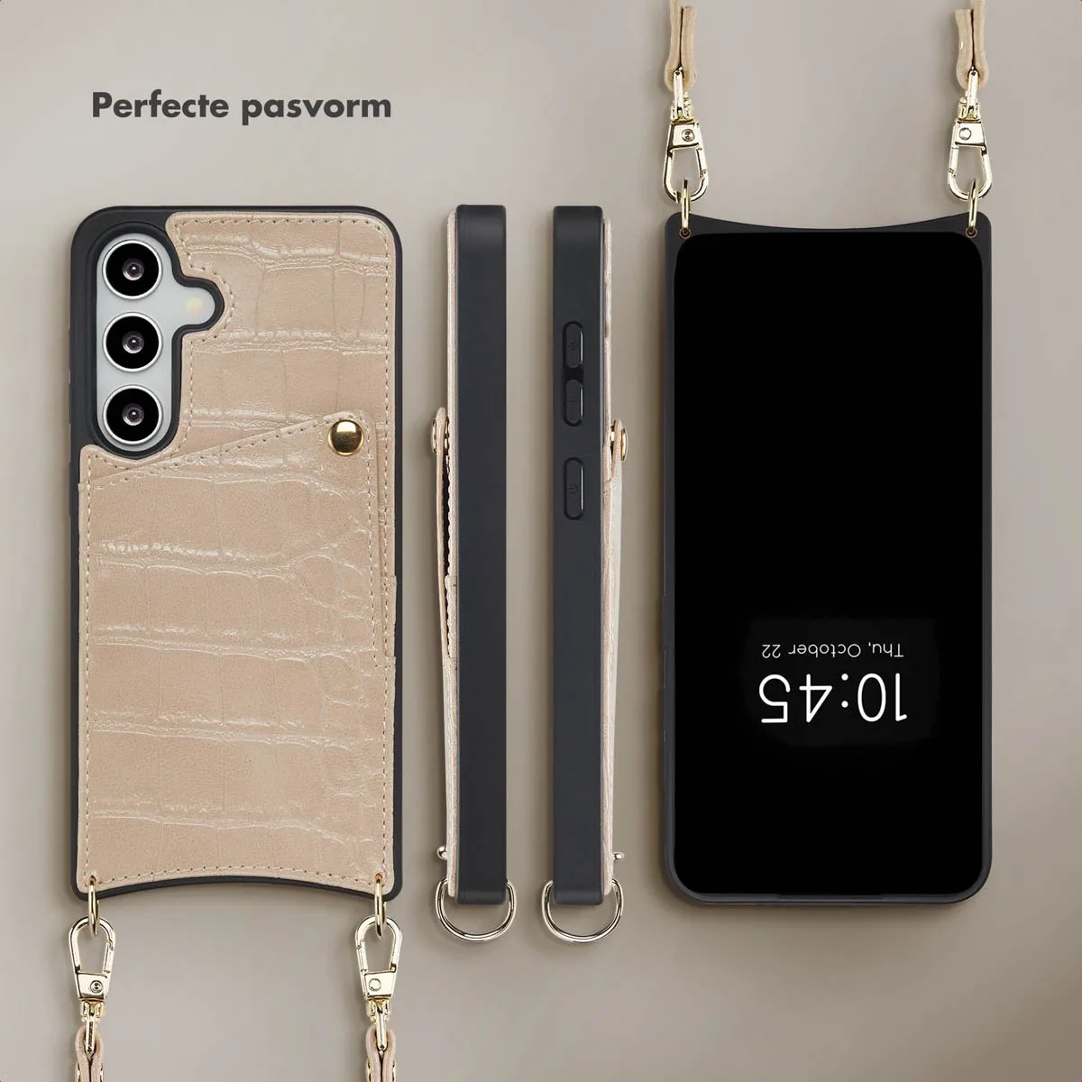 Selencia Croco Backcover Hoesje S24/S25 - Beige