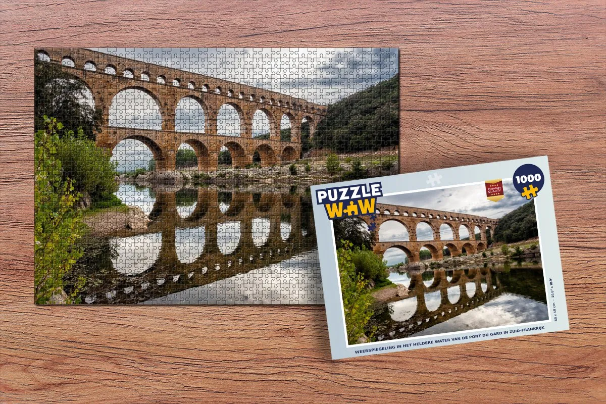 PuzzleWow Legpuzzel Pont du Gard 1000 Stuks - Multicolor
