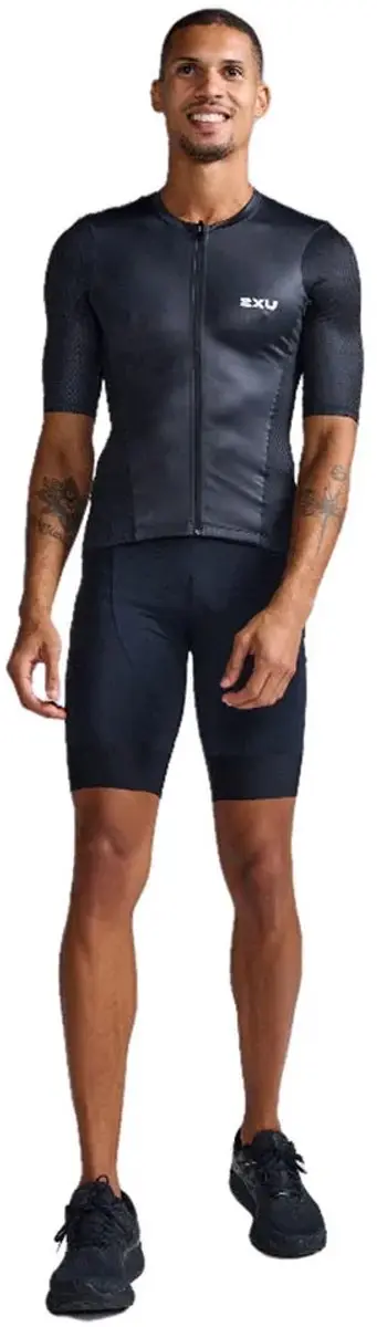 2xu Aero Hex Tri Half Rits T-shirt Met Korte Mouwen Zwart L Man