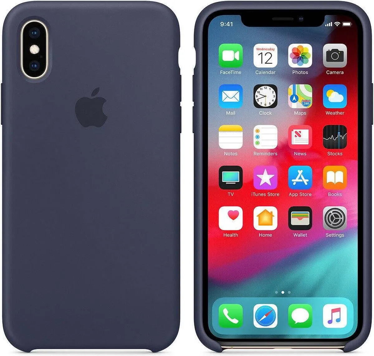 Apple Siliconen Back Cover iPhone XS - MRW92ZM/A - Donkerblauw - afbeelding 6 van 6