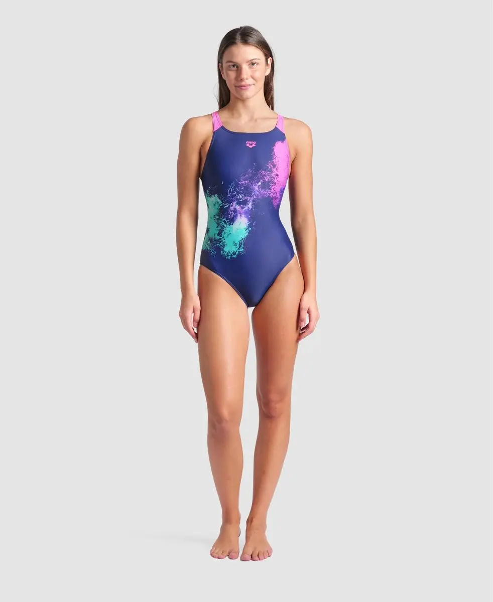 Arena Vibrant Pro dames zwempak navy/multi/shocking pink - afbeelding 2 van 2