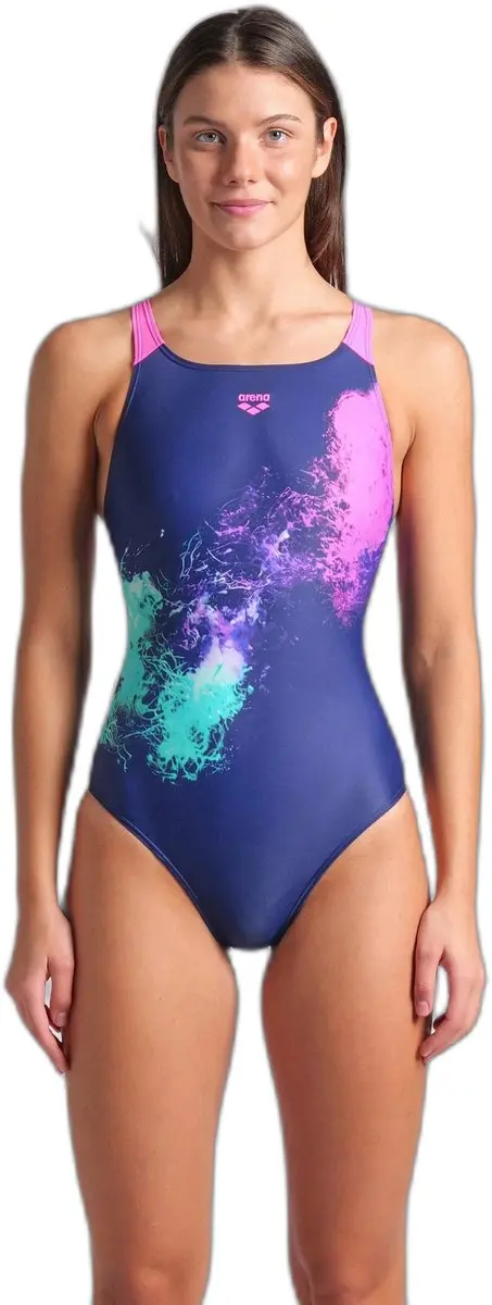 Arena Vibrant Pro dames zwempak navy/multi/shocking pink